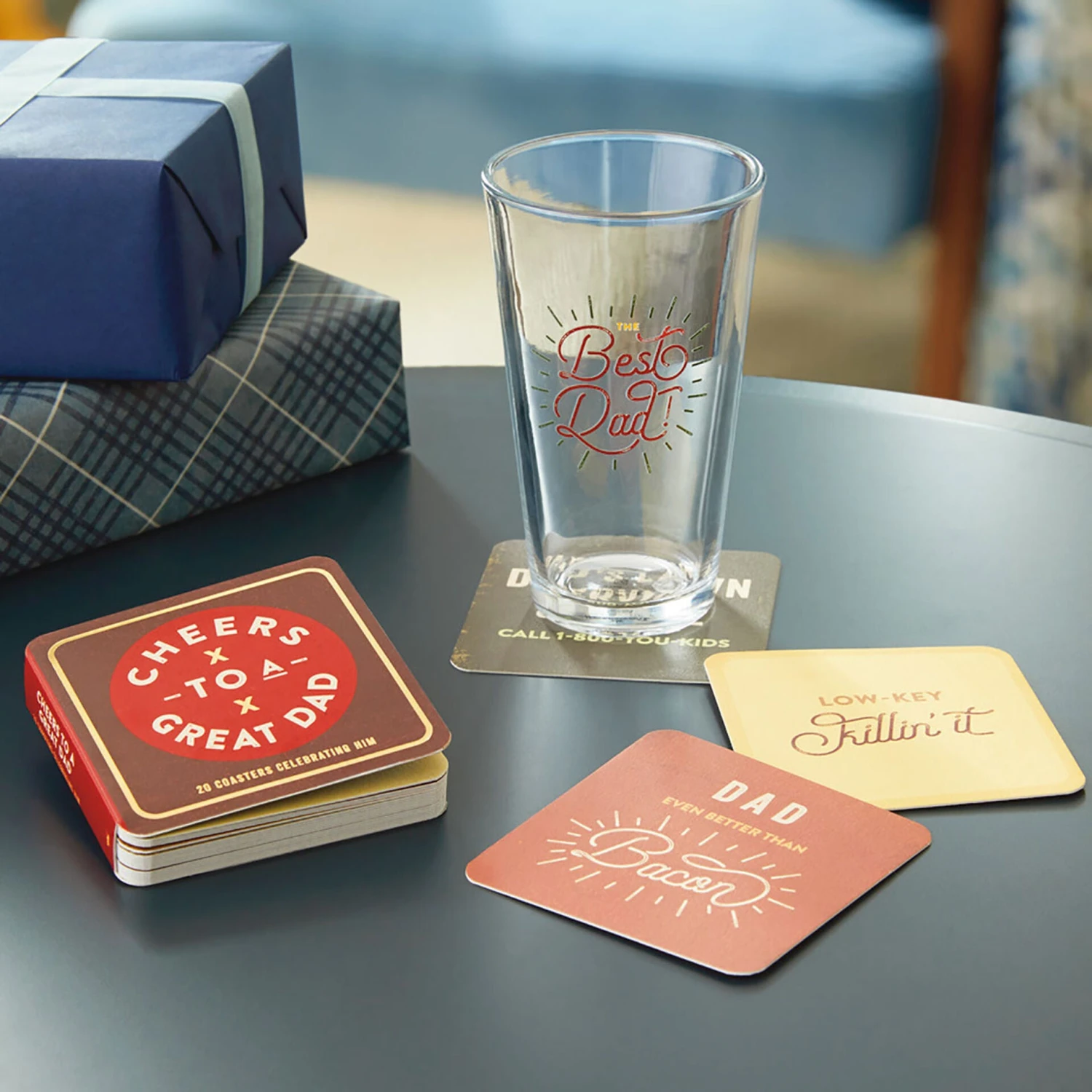 Hallmark Best Dad Pint Glass And Coasters Gift Set 3 Hallmark Best Dad Pint Glass And Coasters Gift Set