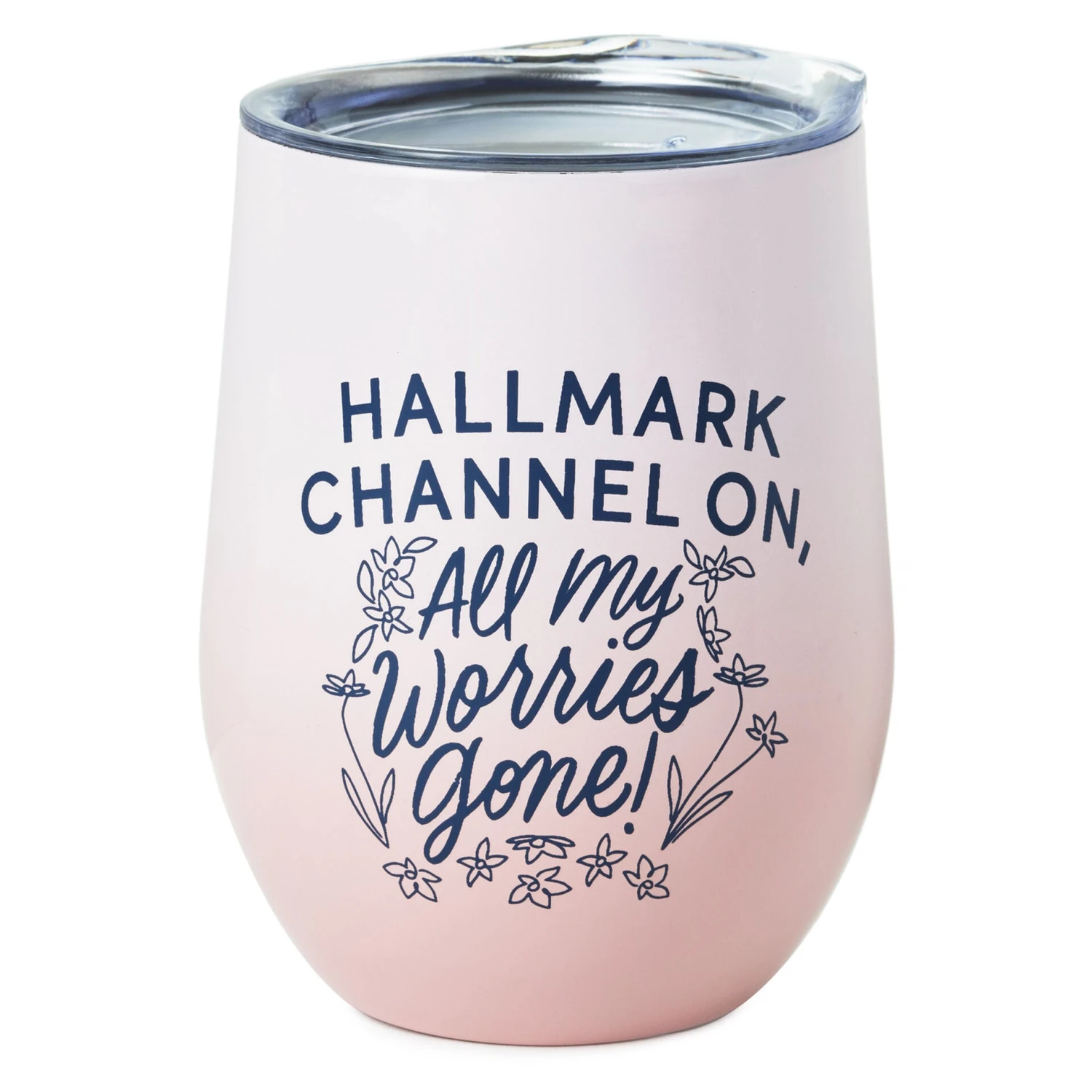 Hallmark Channel On, Worries Gone Stainless Steel Wine Tumbler, 12 Oz. 3 Hallmark Channel On, Worries Gone Stainless Steel Wine Tumbler, 12 Oz.