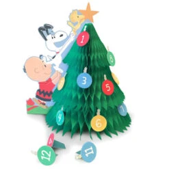 Hallmark Peanuts® Countdown-to-Christmas Honeycomb 3D Pop-Up Tree Decoration