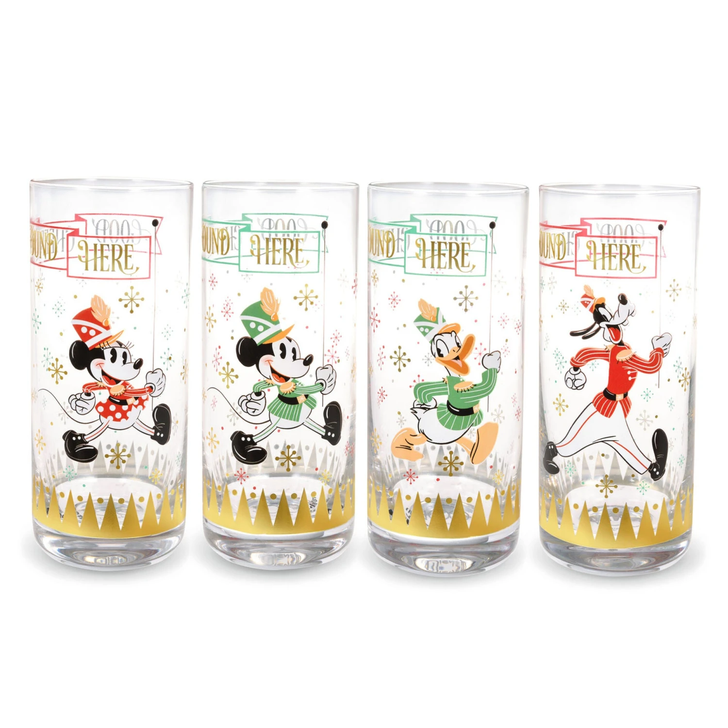 Hallmark Disney 100 Years Of Wonder Mickey And Friends Parade Holiday Glasses, Set Of 4 3 Hallmark Disney 100 Years Of Wonder Mickey And Friends Parade Holiday Glasses, Set Of 4