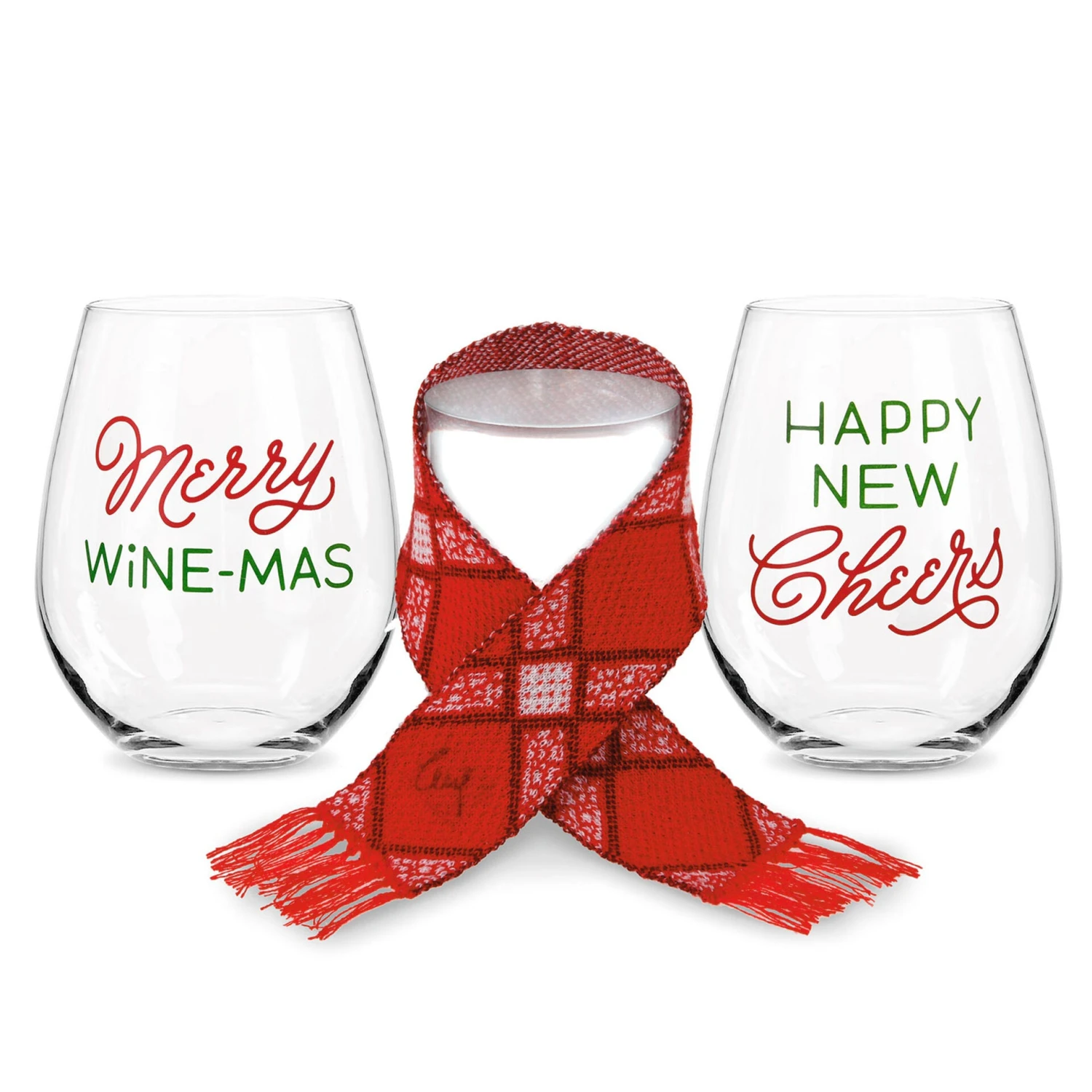 Hallmark Wine Glasses And Scarf Festive Friend Bundle 3 Hallmark Wine Glasses And Scarf Festive Friend Bundle