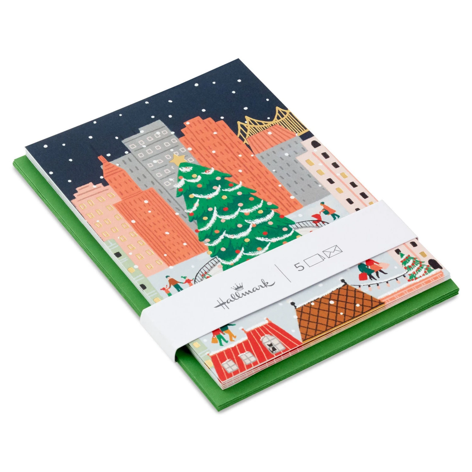Hallmark City Skating Scene Packaged Christmas Cards, Set Of 5 3 Hallmark City Skating Scene Packaged Christmas Cards, Set Of 5