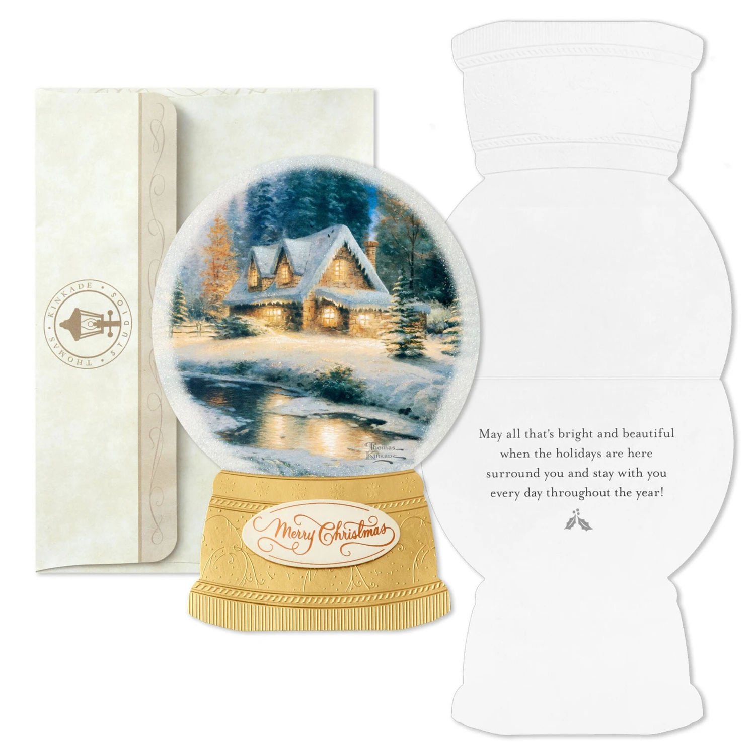 Hallmark Thomas Kinkade Cottage In Snow Globe Boxed Christmas Cards, Pack Of 12 4 Hallmark Thomas Kinkade Cottage In Snow Globe Boxed Christmas Cards, Pack Of 12 - Image 2