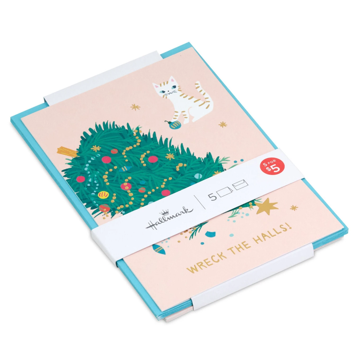 Hallmark Wreck The Halls Packaged Christmas Cards, Set Of 5 3 Hallmark Wreck The Halls Packaged Christmas Cards, Set Of 5
