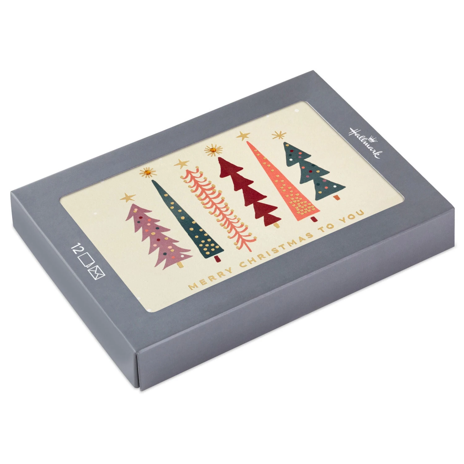 Hallmark Whimsical Trees Boxed Christmas Cards, Pack Of 12 3 Hallmark Whimsical Trees Boxed Christmas Cards, Pack Of 12