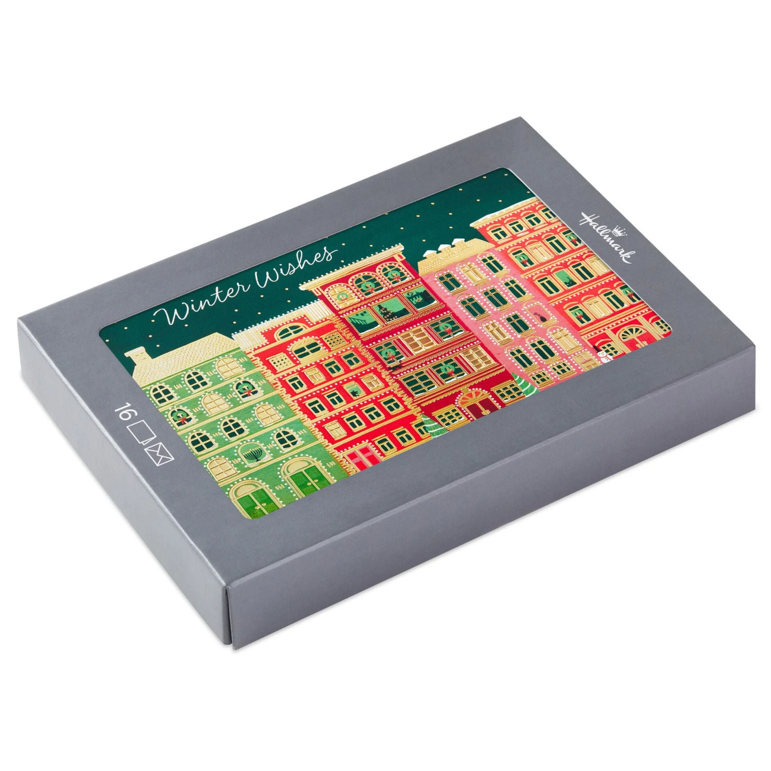 Hallmark Festive City Apartments Boxed Christmas Cards, Pack Of 16 3 Hallmark Festive City Apartments Boxed Christmas Cards, Pack Of 16