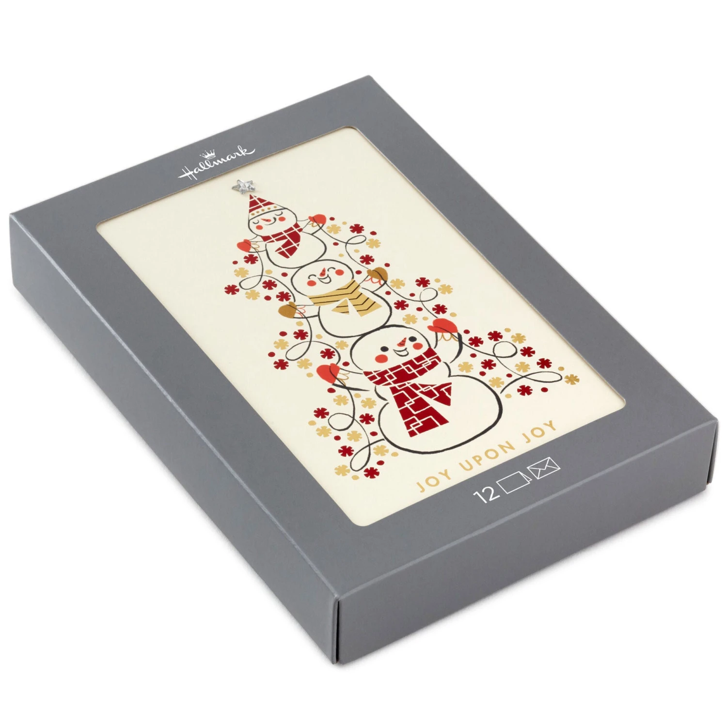 Hallmark Snowmen Trio Tree Boxed Christmas Cards, Pack Of 12 3 Hallmark Snowmen Trio Tree Boxed Christmas Cards, Pack Of 12