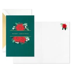 Hallmark Poinsettias On Green Blank Boxed Christmas Cards, Pack Of 12 -Hallmark 0001XSJ1023 2