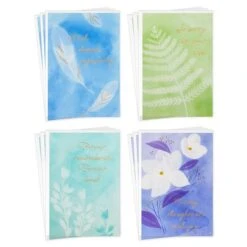 Serene Flowers Assorted Sympathy Cards, Pack Of 12