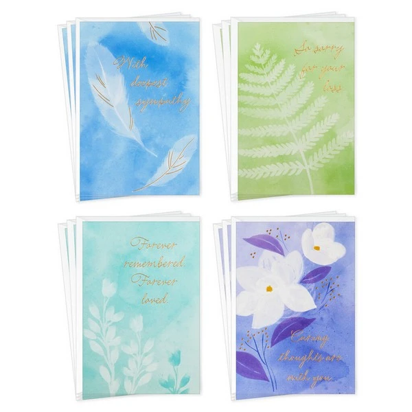 Serene Flowers Assorted Sympathy Cards, Pack Of 12 3 Serene Flowers Assorted Sympathy Cards, Pack Of 12