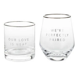 Hallmark Lowball And Stemless Wine Glass, Set Of 2