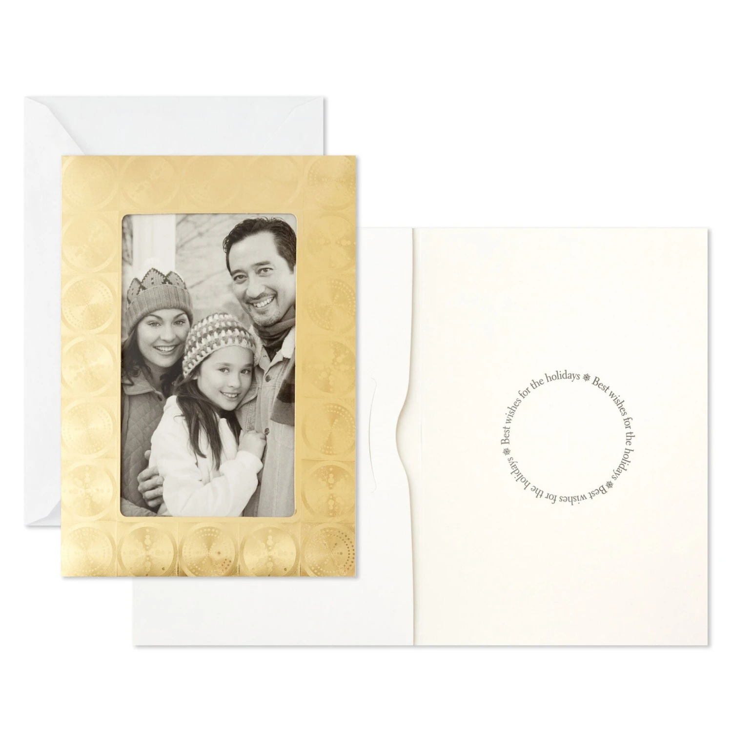Hallmark Gold Foil Snowflakes Photo Holder Boxed Holiday Cards, Pack Of 12 4 Hallmark Gold Foil Snowflakes Photo Holder Boxed Holiday Cards, Pack Of 12 - Image 2