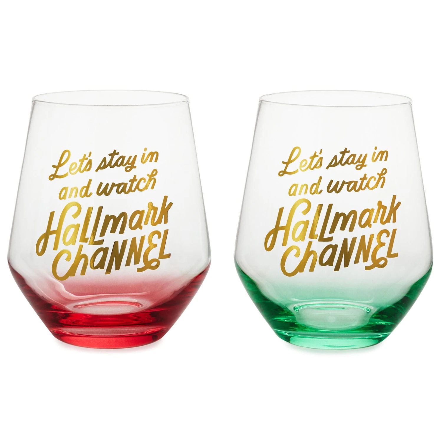 Hallmark Channel Let's Stay In Stemless Wine Glasses, Set Of 2 3 Hallmark Channel Let's Stay In Stemless Wine Glasses, Set Of 2