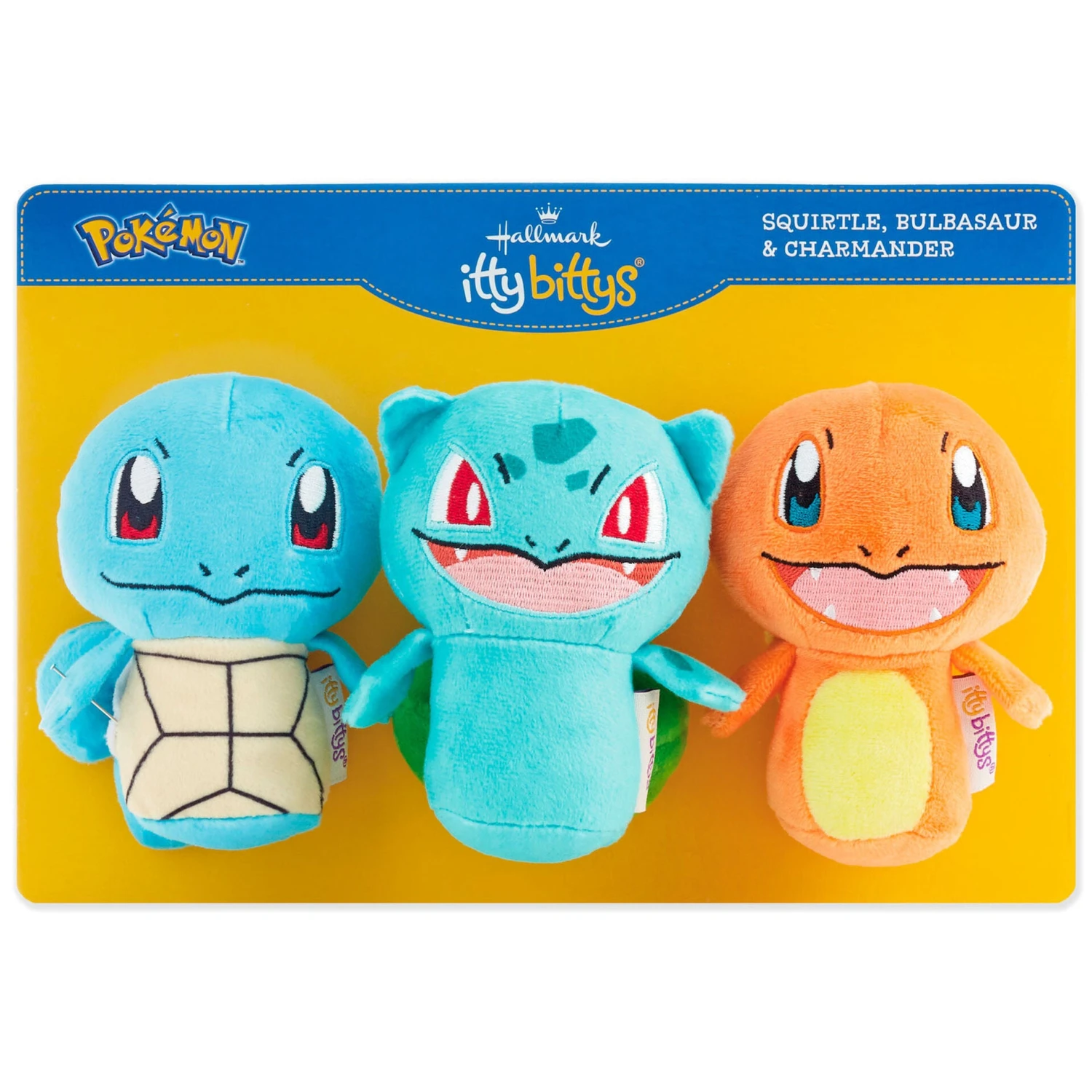 Hallmark Itty Bittys® Starter Pokémon Plush Set Of 3 Squirtle, Charmander, And Bulbasaur 3 Hallmark Itty Bittys® Starter Pokémon Plush Set Of 3 Squirtle, Charmander, And Bulbasaur