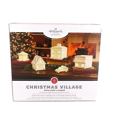 Hallmark Channel Musical Christmas Village With Light, Set Of 5 3 Hallmark Channel Musical Christmas Village With Light, Set Of 5