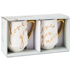 Hallmark -Hallmark White and Gold Love You and Love You More Mugs 1ERL1147 02
